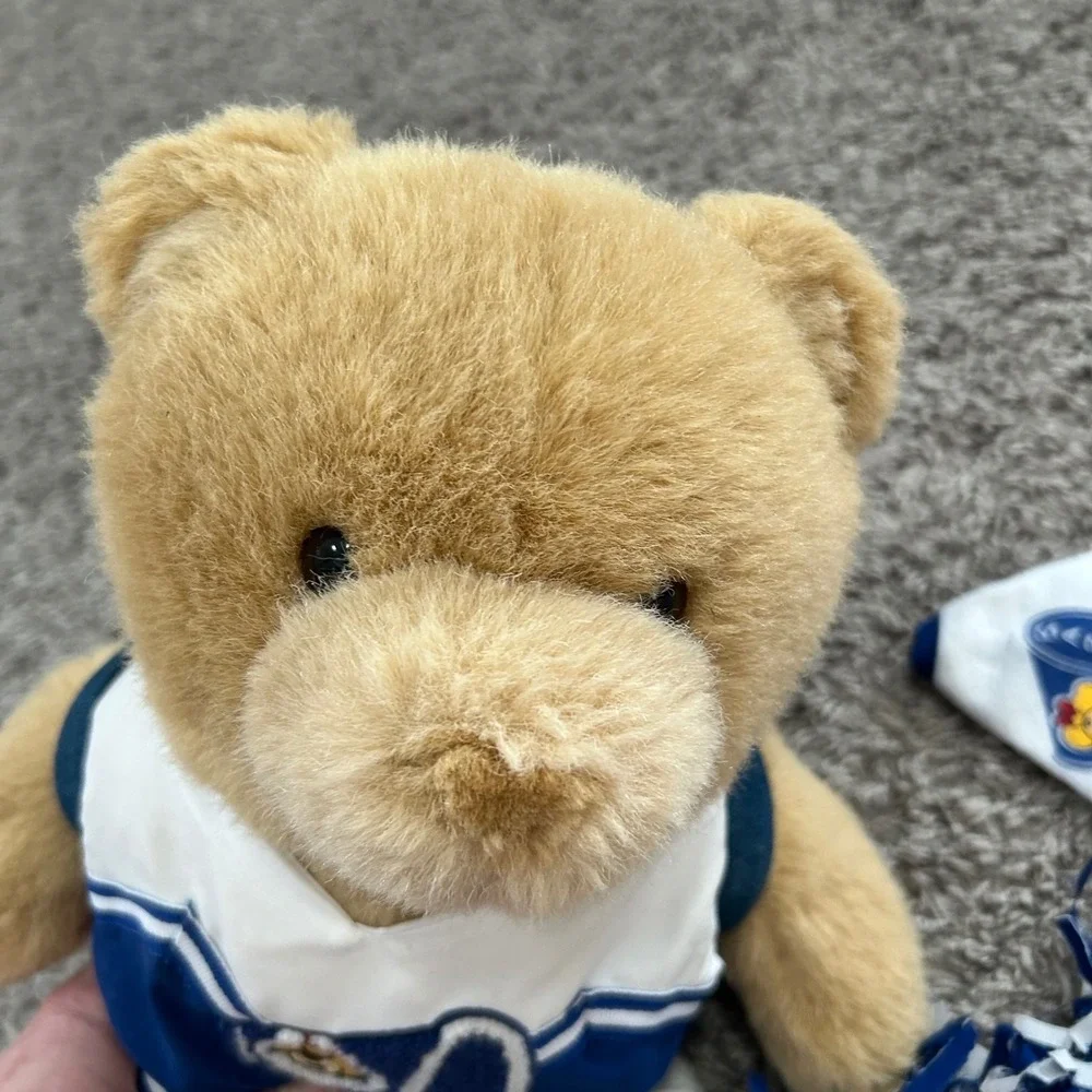 Vintage Build a Bear Teddy Bear Cheerleader Outfit Denim Backpack‎